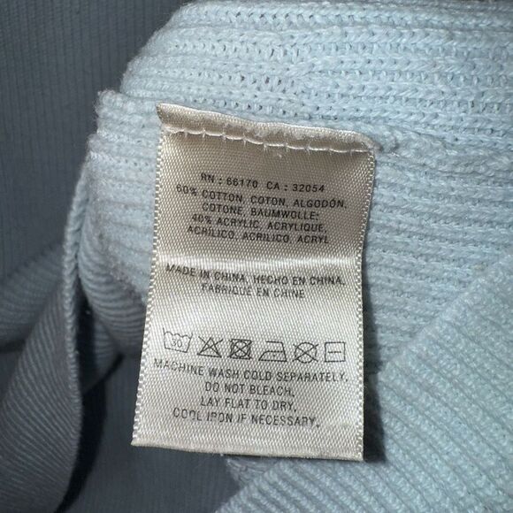 Rosie Neira Anthropologie blue floral Embroidered Sleeve knit sweater Size Small - Picture 7 of 9